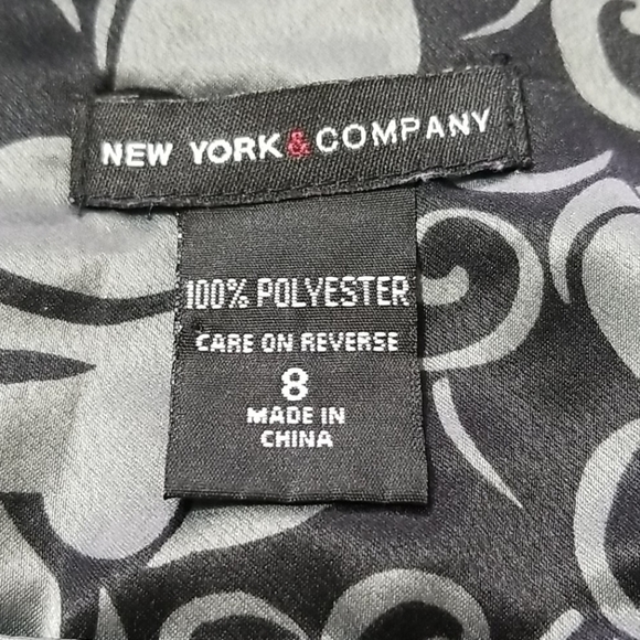 NY & Co Black Silver Satin Floral Skirt 8 - Picture 12 of 12